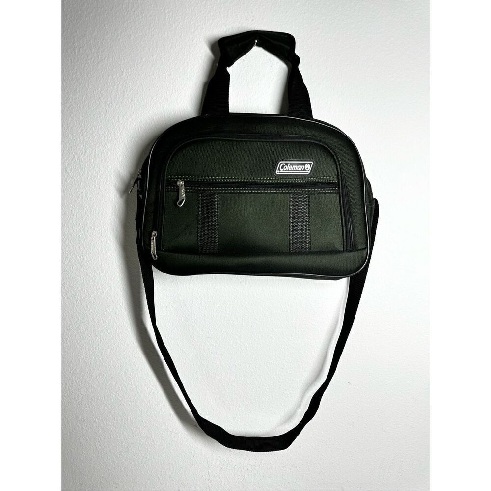 Coleman Large Green 3 Pocket Carry Bag Handles and Stap Green Black Trim 11x15